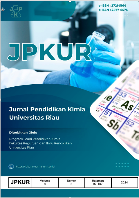 					View Vol. 9 No. 2 (2024): Juli: Jurnal Pendidikan Kimia Universitas Riau
				